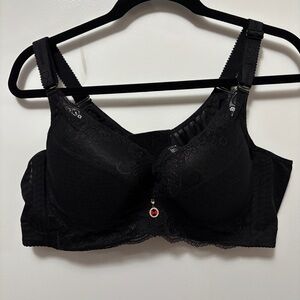 Womens Black Lace Bra Full Coverage Adjustable Straps Padded Comfort Bra Size 50